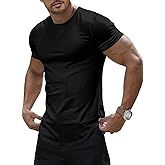 Dokotoo Men Mens Slim Fit Muscle Crewneck T-Shirt Summer Athlelic Shirts Longline Short Sleeve Summer Tees Shirts