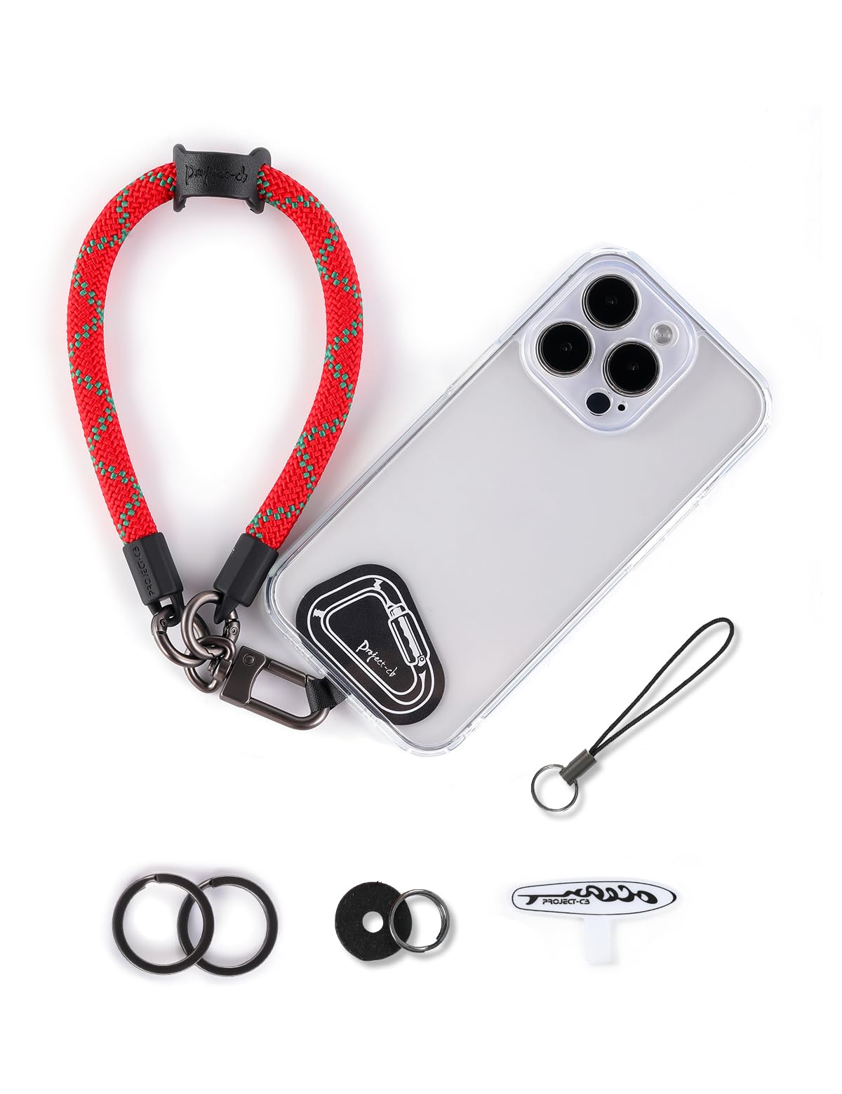 project-cb Hand Wrist Phone Strap,Tether Tab 2,Cell Phone Case Holder,Wristlet Strap for Camera,Lanyard Patch (Holiday Red, 30cm)