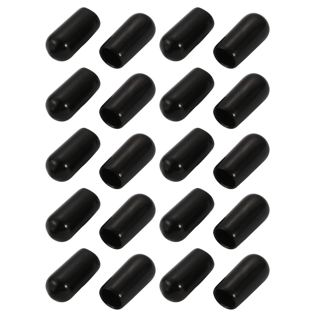 sourcingmap 20Pcs 6mm Inner Dia PVC Flexible Vinyl End Cap Screw Thread Protector Black