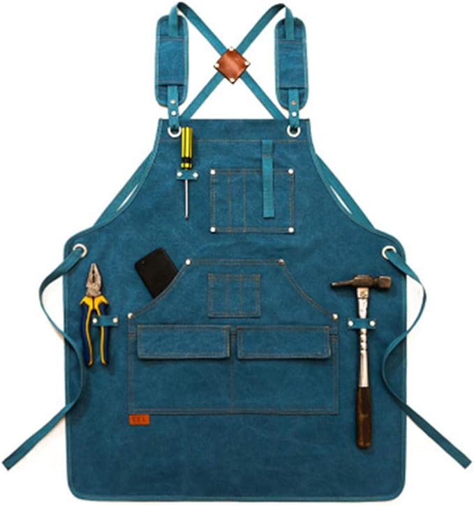 work apron with tool pockets, Gardening apron Unisex canvas apron with