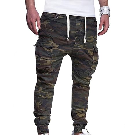 Ba Zha Hei Mode Männer Persönlichkeit Freizeit Einfarbig Bewegung Hose Mode Herren Sport Camouflage Lasch Gürtel Casual Lose 