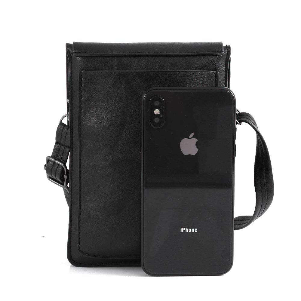 TENXITER Women Hollow Texture Small Crossbody Bags Cell Phone Purse Wallet for Girl (Black)