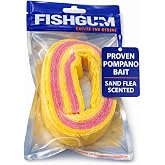 FishGum Surf Fishing Bait Strips for Saltwater Beach Fishing &ndash; Real Shrimp, Crab, Clam &amp; Sand Flea Infused Scent &ndash; Artificial Cut Bait for Pompano, Redfish &amp; Flounder