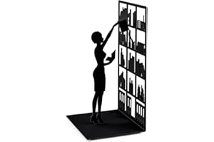 Balvi The Library Metal Bookend – Decorative and Functional Book Holder for Home and Office – Sturdy Black Design with Anti-Slip Bumpers – Ideal Gift for Book Lovers – Sujetalibros