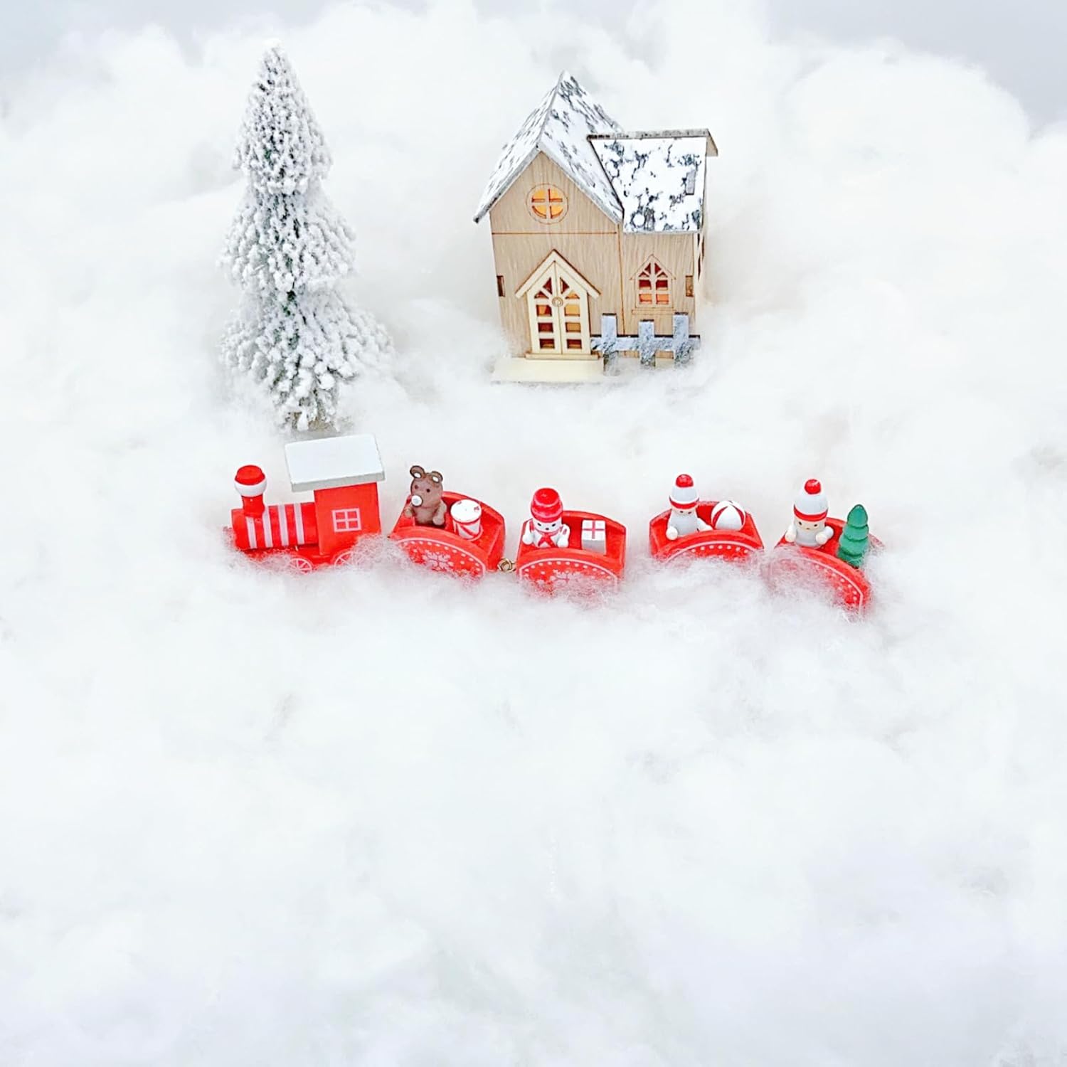 Artificial Snow - Christmas Fake Snow Decor Fluffy Artificial Snow Indoor Snow, Cotton Snow for Mantel Village Nativity, Flame Resistant Blankets Faux Snow for Garland Fake Clouds Christmas Decorations, 11.2 OZ