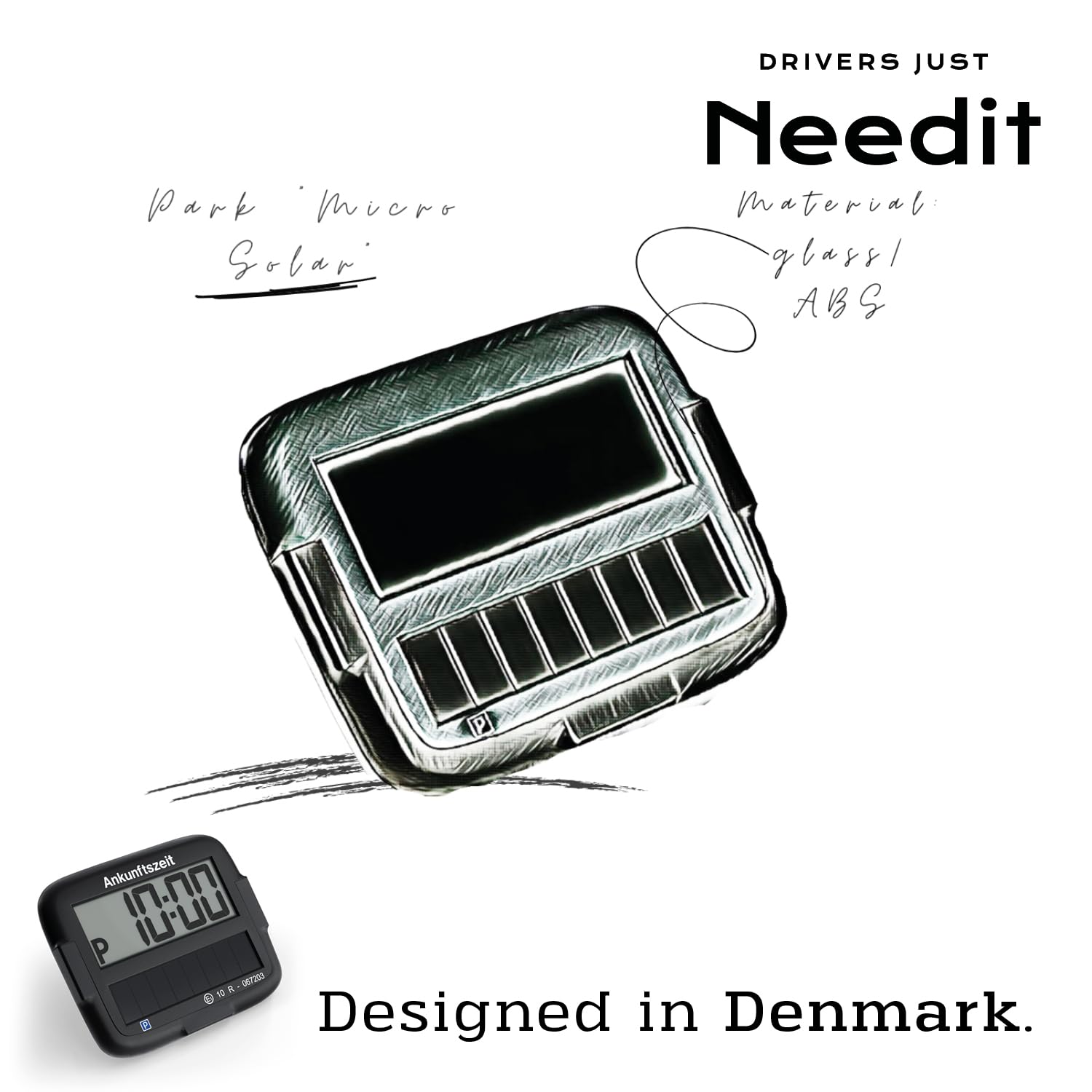 Needit Park Micro Solar elektronische Parkscheibe [NEUES Modell 2025] I unendlich Energie, Null Batteriewechsel | einzige Parkscheibe in Deutschland mit integriertem wiederaufladbarem Akku | schwarz 8