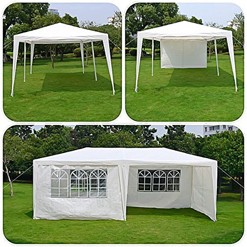 Qisan Carport Canopy tent 10 X 20-feet Domain Carport with sidewalls, white for Party/Commercial Activity(calm environment only)