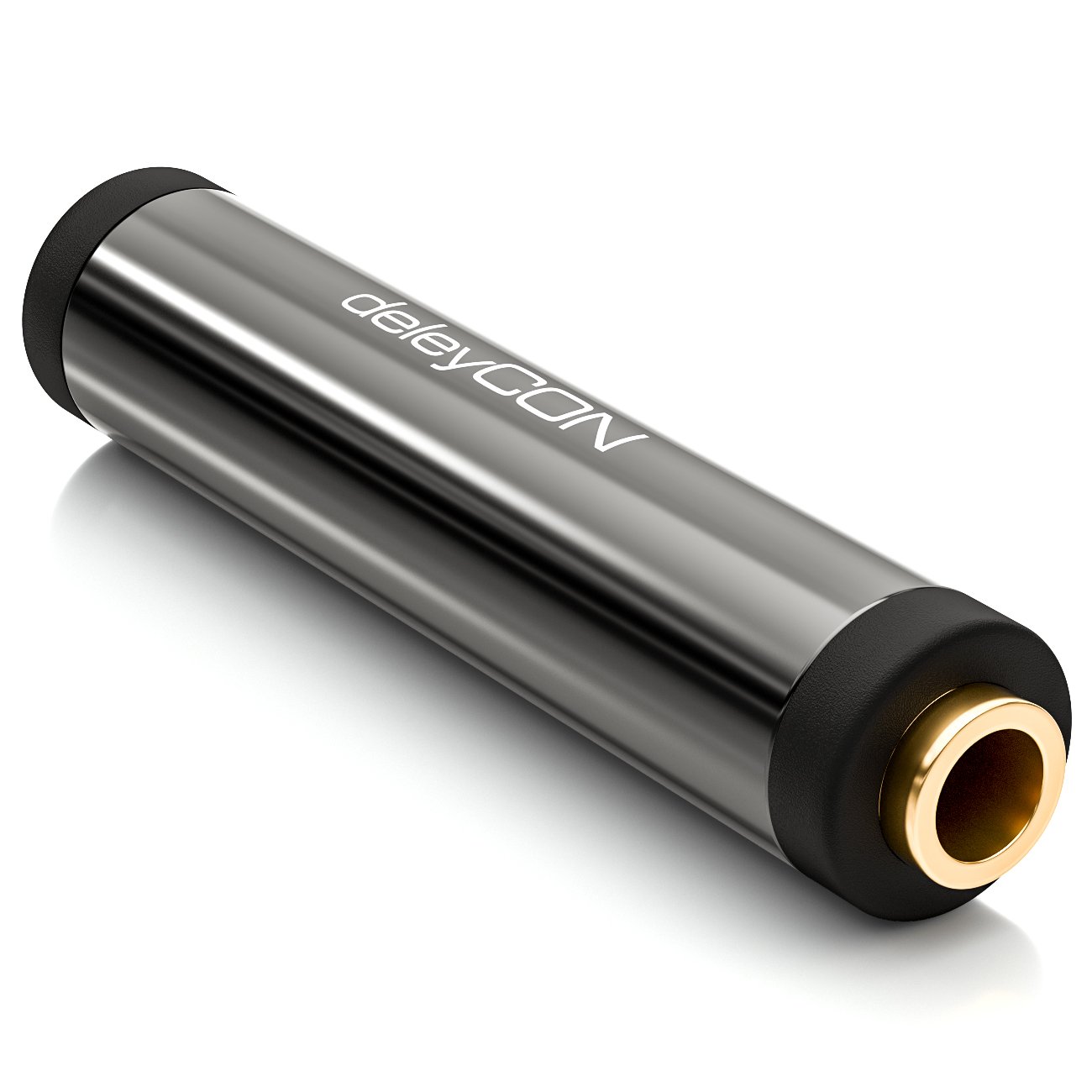 deleyCON Stereo Audio Jack Adapter - 3.5mm Jack Female to 3.5mm Jack Female - Black