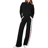 XIEERDUO Lounge Sets for Women 2025 Sweatsuit 2 Piece Outfits Sweatshirt Wide Leg Sweatpant Tracksuit Matching Set