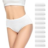Rosvola Pure Cotton Women's Disposable Underwear Travel (10pcs) - Soft Breathable Individually Wrapped, High Elastic Waist