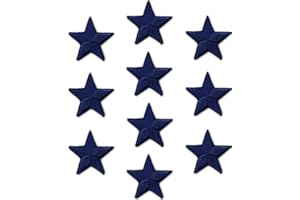 LAUGHING LIZARDS Navy Blue One Inch Star Patches, (10-Pack) Iron On Star Embroidered Patch Applique Embellishments for Clothing, Jackets, Backpacks, and Decorations (Navy Blue, 1")