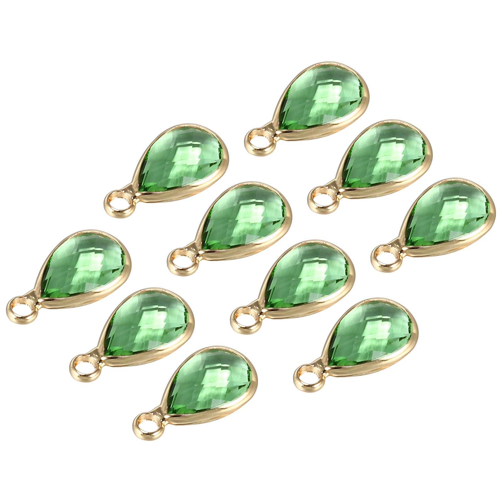 PATIKIL Birthstone Charm Beads Drop Pendant, 10Pcs Crystal Handmade Birthstone 0.51 x 0.28 for Personalized Pendant Keychain Making, Light Green