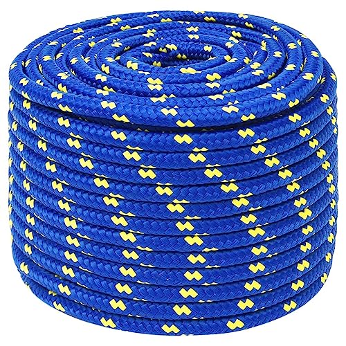 vidaXL Bootsseil Ankerleine Festmacher Tauwerk PP Leine Seil Tau Polypropylenseil Geflochten Flechtleine Blau 14mm 100m Polypropylen