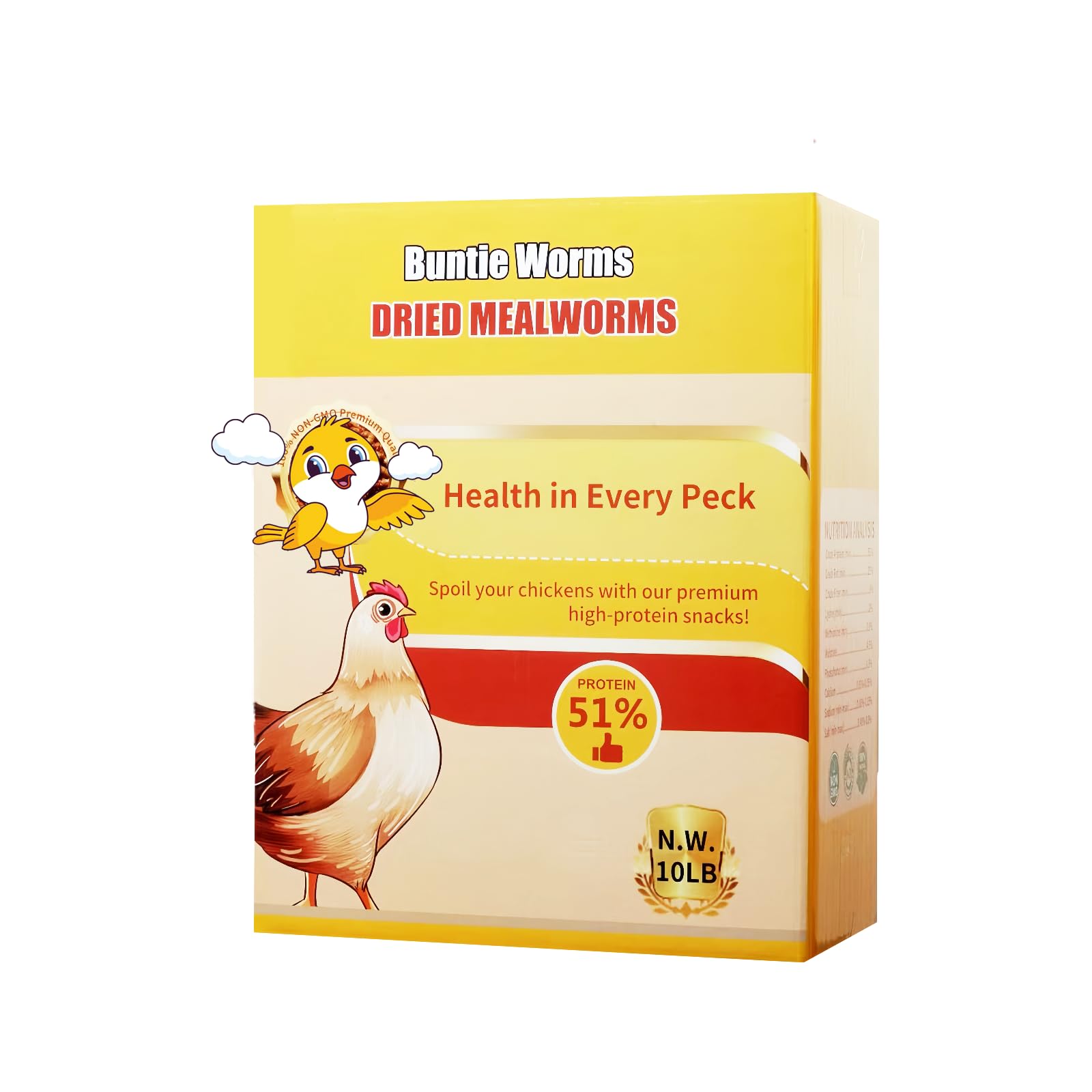 BUNTIE WORMS 10LB Dried Mealworms, 100% Natural, Non-GMO Meal Worms, Dried for Chickens, Wild Birds, Reptile, Hamster, Hedgehog, Pigeon Image