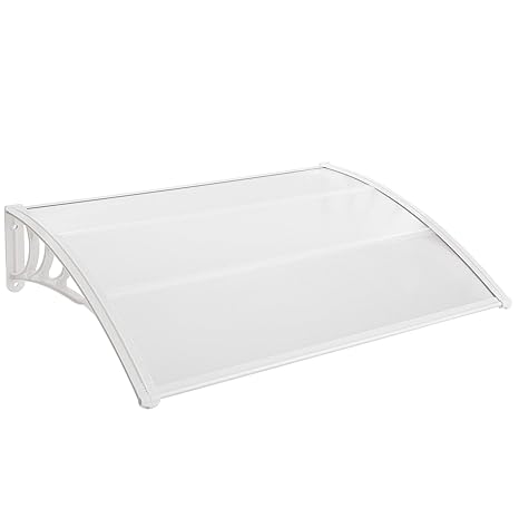 Arebos Türvordach 100 x 120 cm/UV-beständig/wetterfest / schwarz, weiß, grau (weiß)