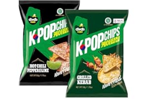 Darda KPopChip Variety Pack (Halal Certified, Pack of 2) Hot Chili Pepper Lime & Grilled Kebab Rice Chips, Air-Popped, Spicy & Tangy Flavor, Low-Calorie, Non-Fried, Zero Cholesterol, Light & Crunchy Snack Packs