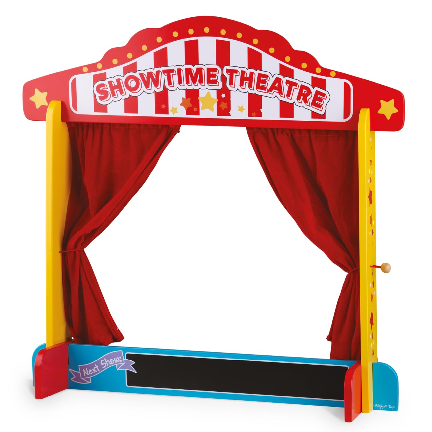 Bigjigs Toys Wooden Tabletop Puppet Theatre | Role Play Set for Kids | Toy Stage for Story Telling | Educational Accessories for Children's Imaginative Learning | Playhouse Gifts for Toddlers Age 3+
