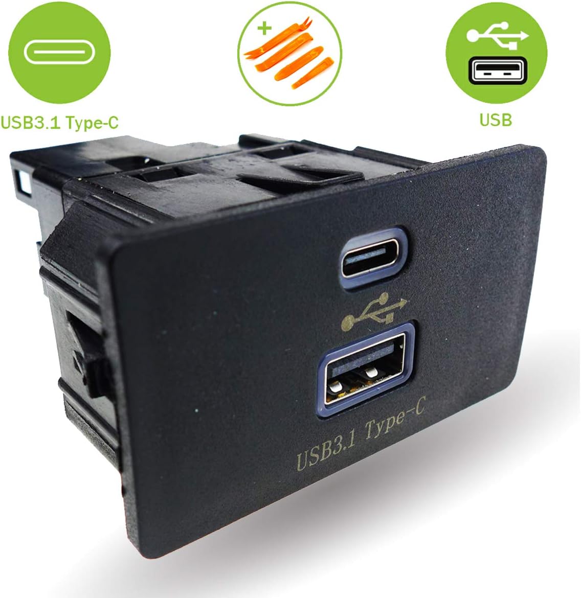 Type-C + USB Dual Interface Module Fit for 2011-2015 Lincoln, for 2011-2015 Ford F-150 Edge Focus Fusion Escape Super Dut Explorer Apple Carplay SYNC 3, Media Adapter Plug Interface, ONLY 3.4 Version