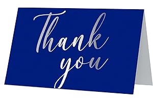 Oaklyn 48 Pack Thank You Cards with Envelopes 4"x 5.25" for Weddings, Baby Shower, Birthday Parties, Business, and Graduation Thank You Cards Blank - Blue and Silver