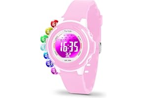 TixYolo Digital Kids Watch with 7 Color Lights 50M Waterproof,Alarm,Stopwatch,Soft Strap,Children Gifts Sports Watch for Boys Girls 5-12 Years