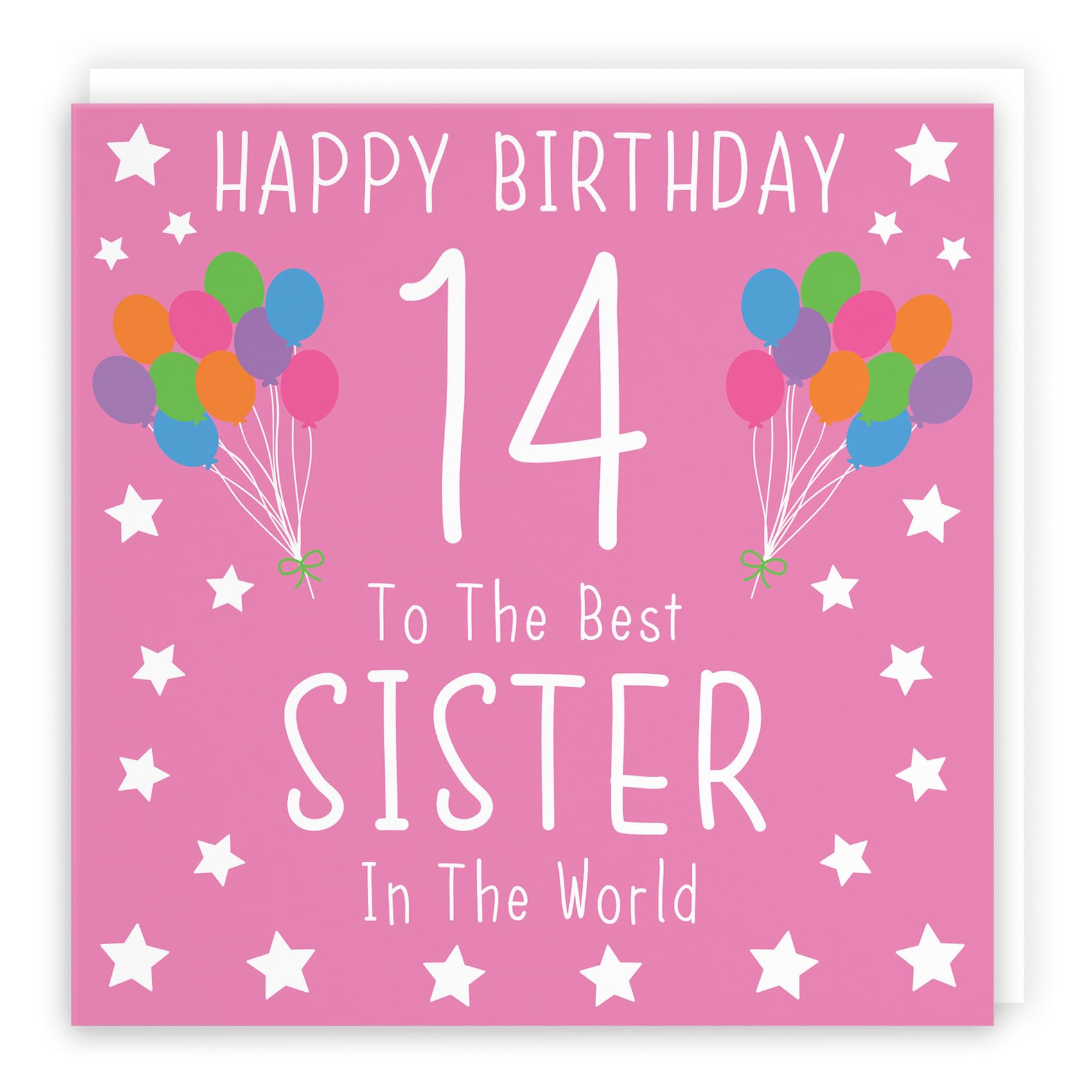 Hunts England - Sister 14th Birthday Card - Happy Birthday - 14 - To The Best Sister In The World - Iconic Collection - Fun Card