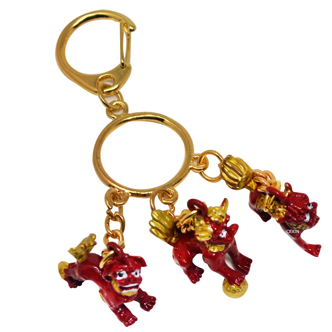 2018 New Feng Shui Three Lions Keychain with Free Red String Bracelet W3363