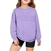 Haloumoning Kids Girls Crewneck Sweatshirt Casual Long Sleeve Pleated Front Casual Fall Pullover Tops 5-14 Years