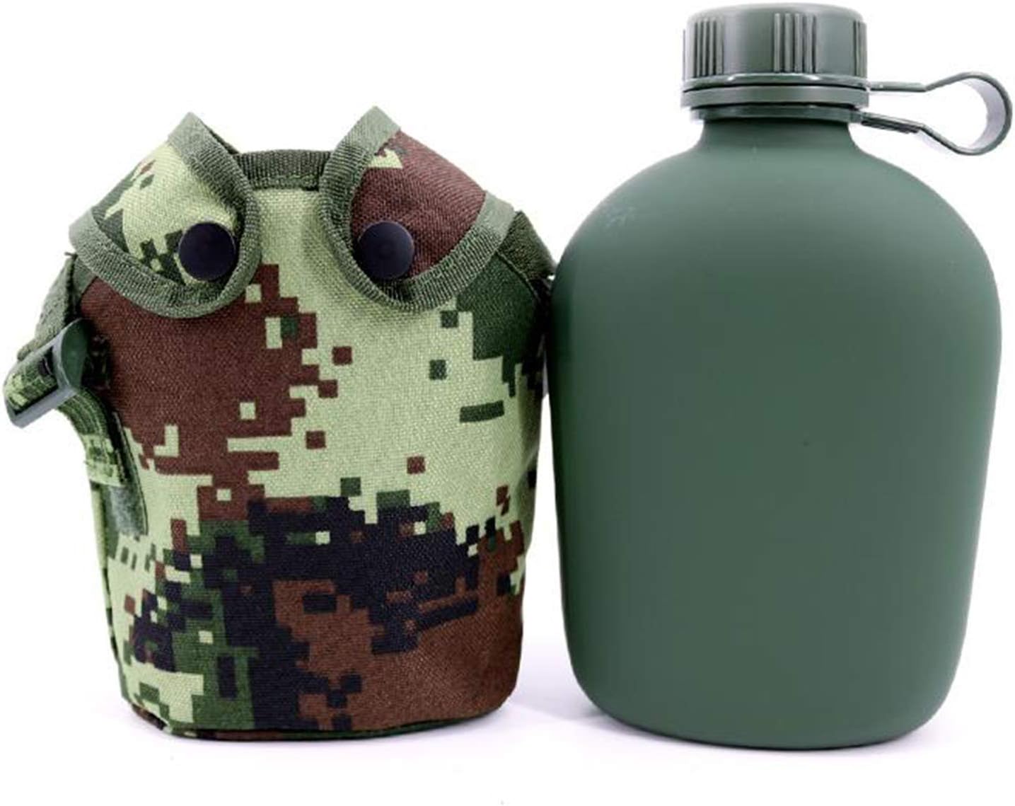 Jadedragon Military Canteen Water Bottle, Aluminium Water Canteen Reinforced Nylon Cover Belt Holster, Capacity 1/1.5/2/2.5/3L Portable Water Bottles with Shoulder Strap