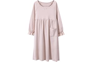 ABALACOCO Girls Organic Cotton Nightgown for Toddler Sleepwear Pajama Dress,Home Nightshirt Short Long Sleeve Soft Wear 2-14T