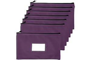 Money Bank Deposit Bag with Zipper | 11x6 inch | Purple | Durable Leatherette Money Cash Coin Check Wallet Pouch for Men & Women with Framed ID Window and Blank Card | by GIDABRAND (7)