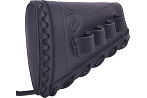 Leather Buttstock Cheek Rest with Rifle Ammo Holder for.308, 30-30, 357, 45-70 .22LR 12GA Right Hand