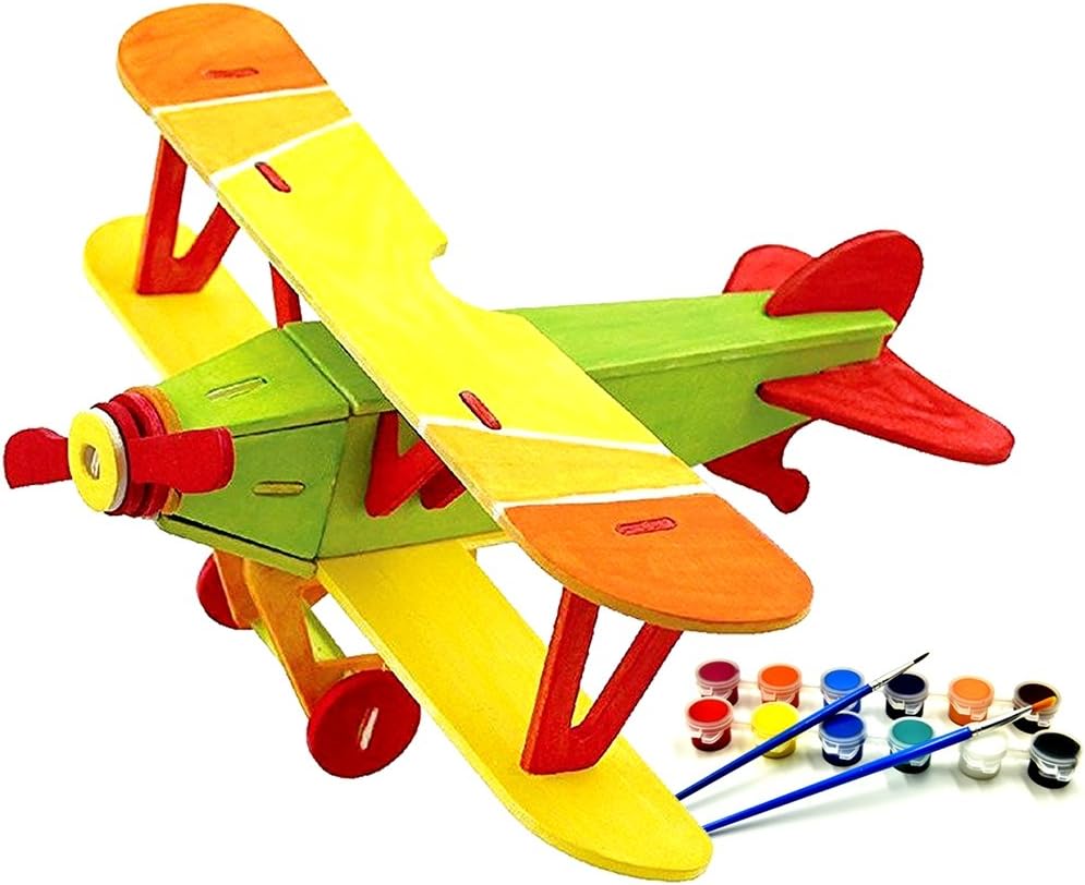 BIPLANE Jigsaw Puzzle for Kids, Adult Puzzles, DIY Model Kids Paint Toy, Children's Gift, Brain Teaser, Wooden Puzzle.