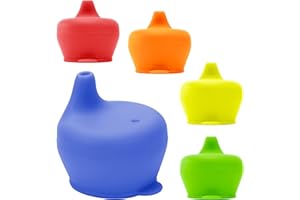 Sippy Cup Lids by Healthy Sprouts - (5 Pack) – Spill Proof Silicone Sippy Lids That Fit Any Cup - Great for Toddlers, Infants, Babies (Red, Blue, Yellow)