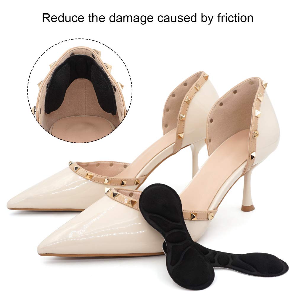 Dr. Shoesert Heel Grips for High Heels, Heel Cushion Inserts for Women and Men, Self-Adhesive Heel Protectors (Black)