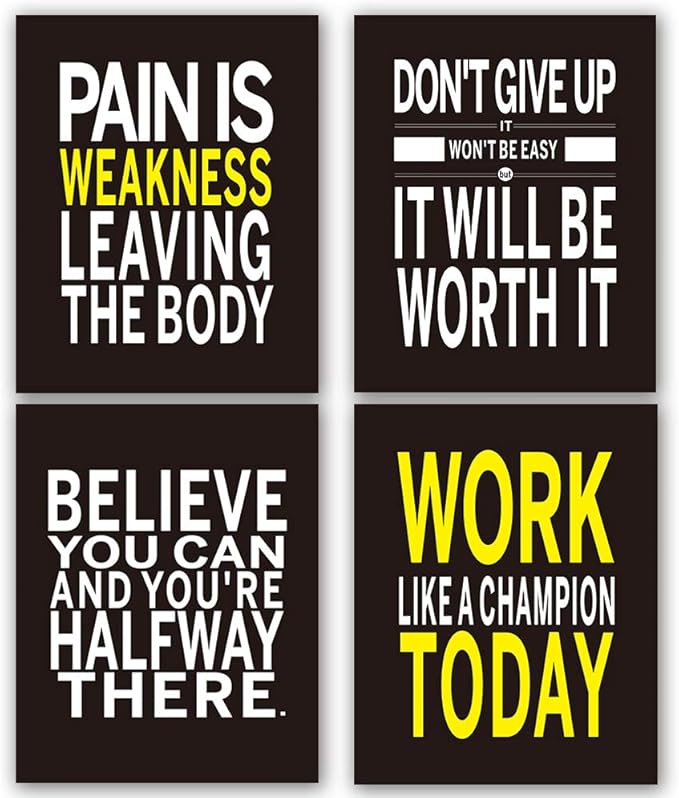Homdeco Inspirational Gym Room Art Print Set of 4(8"X10