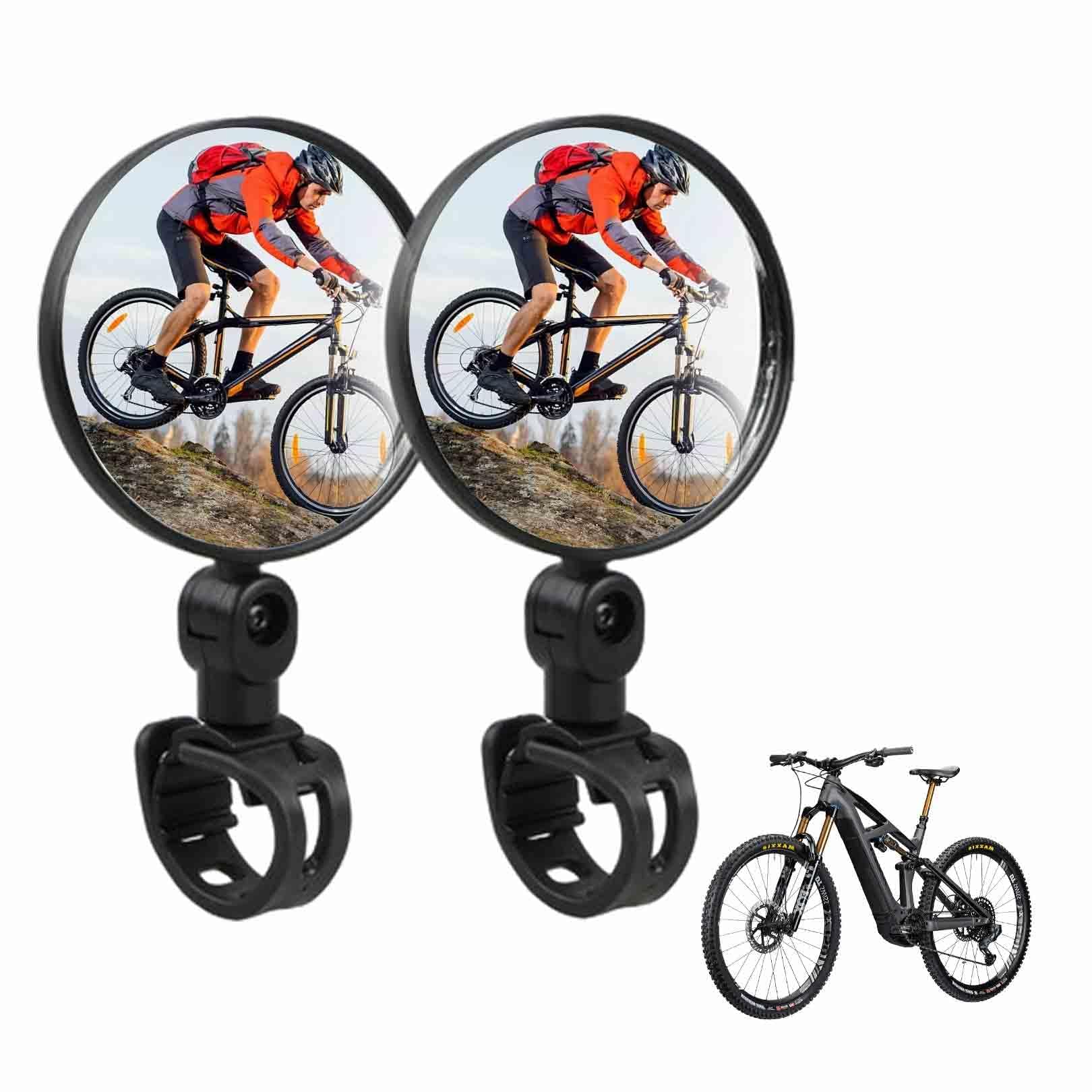2PCS Handlebar Mirrors - Adjustable Convex Safety Mirror for Bikes, Scooters & Motorcycles - Universal Rear View Cycle Mirrors (Black)