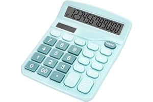 DANRONG Cute Light Blue Desktop Calculator with Big Buttons, Dual Power Source, Solar and Battery, Large Display Screen - Per