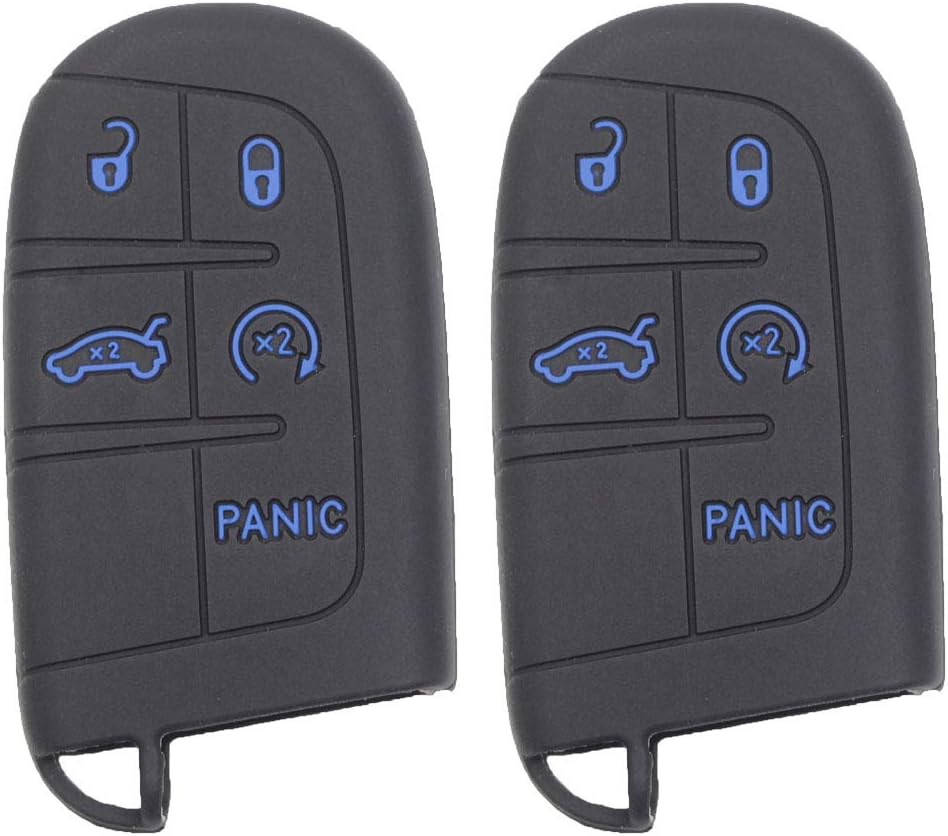 Btopars 2Pcs Rubber 5 Buttons Smart Key Fob Cover Case Keyless Jacket Holder Compatible with Jeep Grand Cherokee