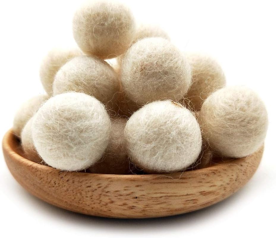 Amazon Com Felt Wool Beads Balls Pom Pom Handmade Diy For Craft Dream Catcher Baby Mobile Pompom Home Decor Nursery Party Props Beige mm 30pcs Home Kitchen