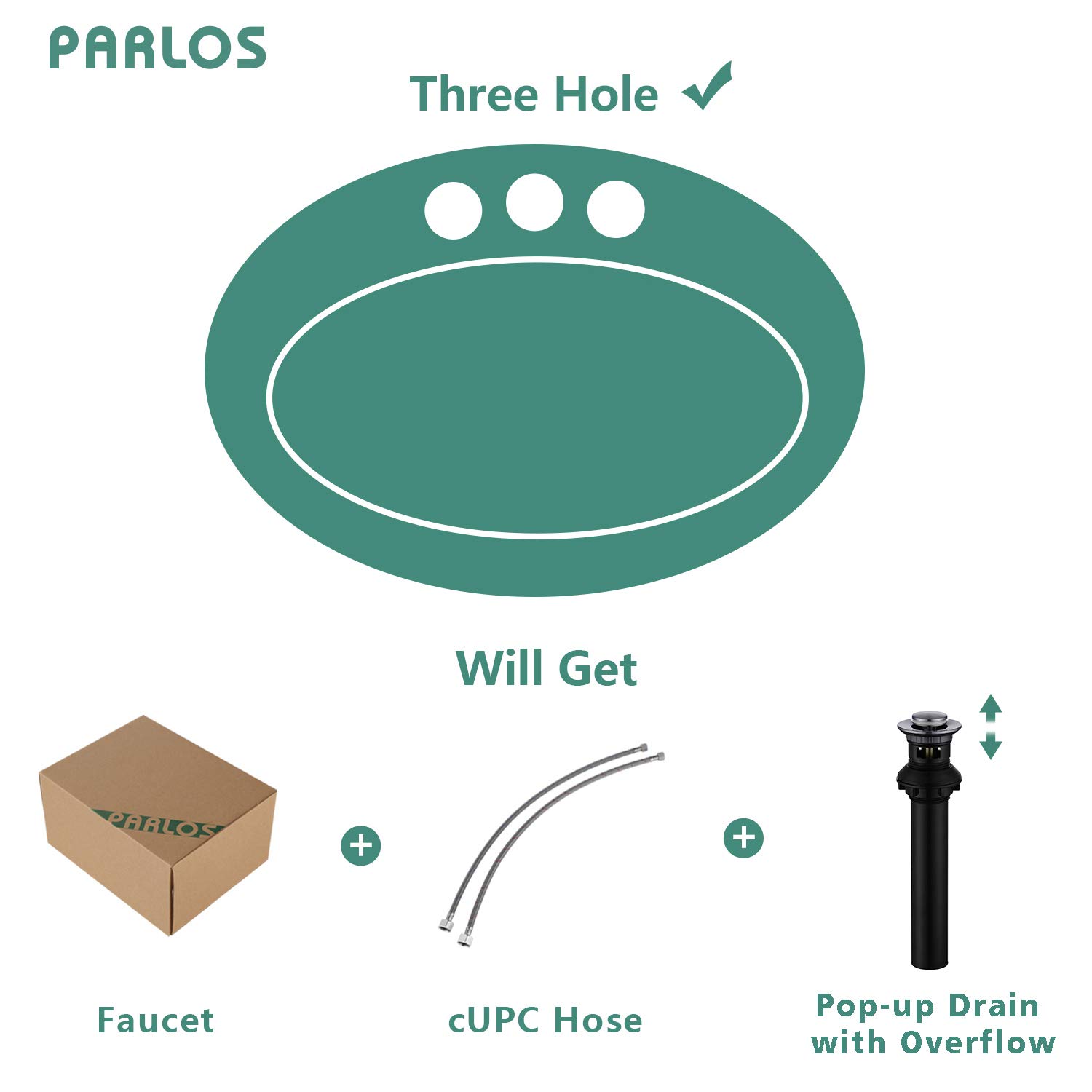 Parlos Two Handles Wide Spread Bathroom Faucet With Pop Up Sink