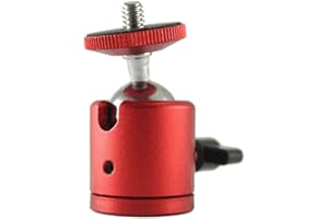 EXMAX Mini Swivel Tripod Ball Head 1/4" Screw Thread Base Mount 360 Degree Aluminum Alloy Body Rotating Ballhead for DSLR Video Camera Camcorder Mini Projector LED Light Bracket HTC Vive (Red)