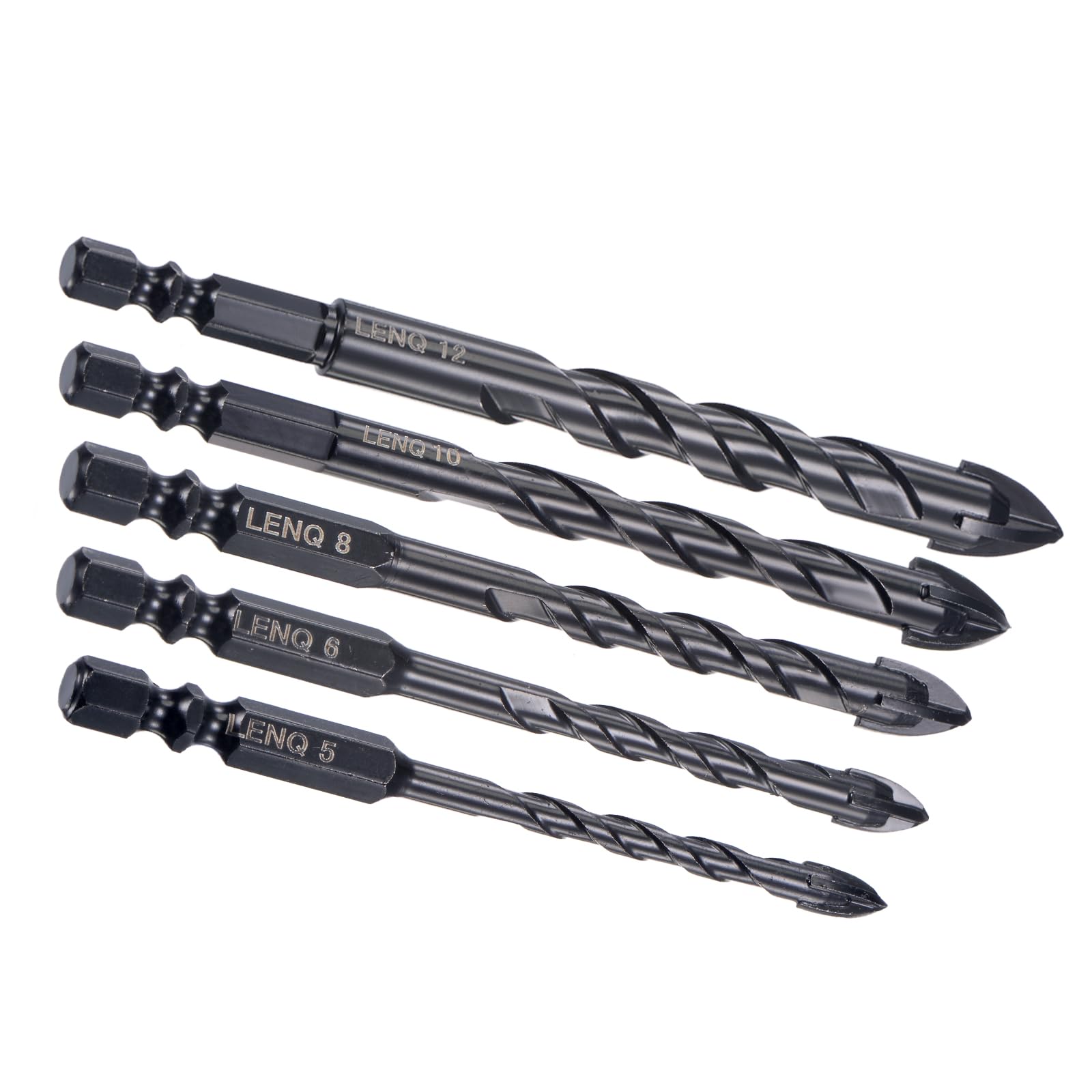 Kozelo Glass Concrete Drill Bit - [5mm 6mm 8mm 10mm 12mm] Carbide Tip Concrete Masonry Drill Bit for Concrete, Glass, Walls, Bricks, Wood Use | 1/4 Inch Shank, High Speed Steel