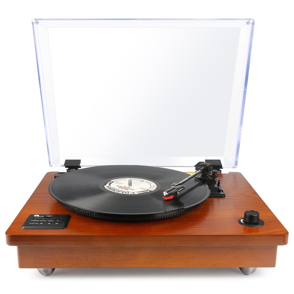 byone Tocadiscos estéreo portátil con altavoces integrados compatible con salida RCA 