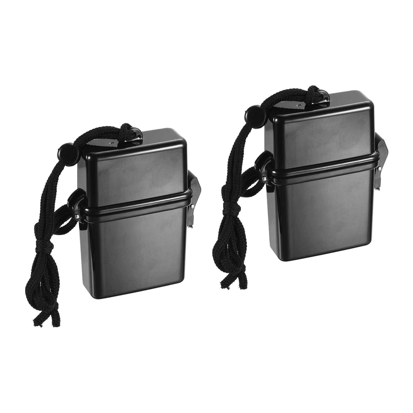 PATIKIL Waterproof ID Card Badge Holder, 2 Pack Floating Sports Case Locker with Lanyard Buoyant Case Box, Black