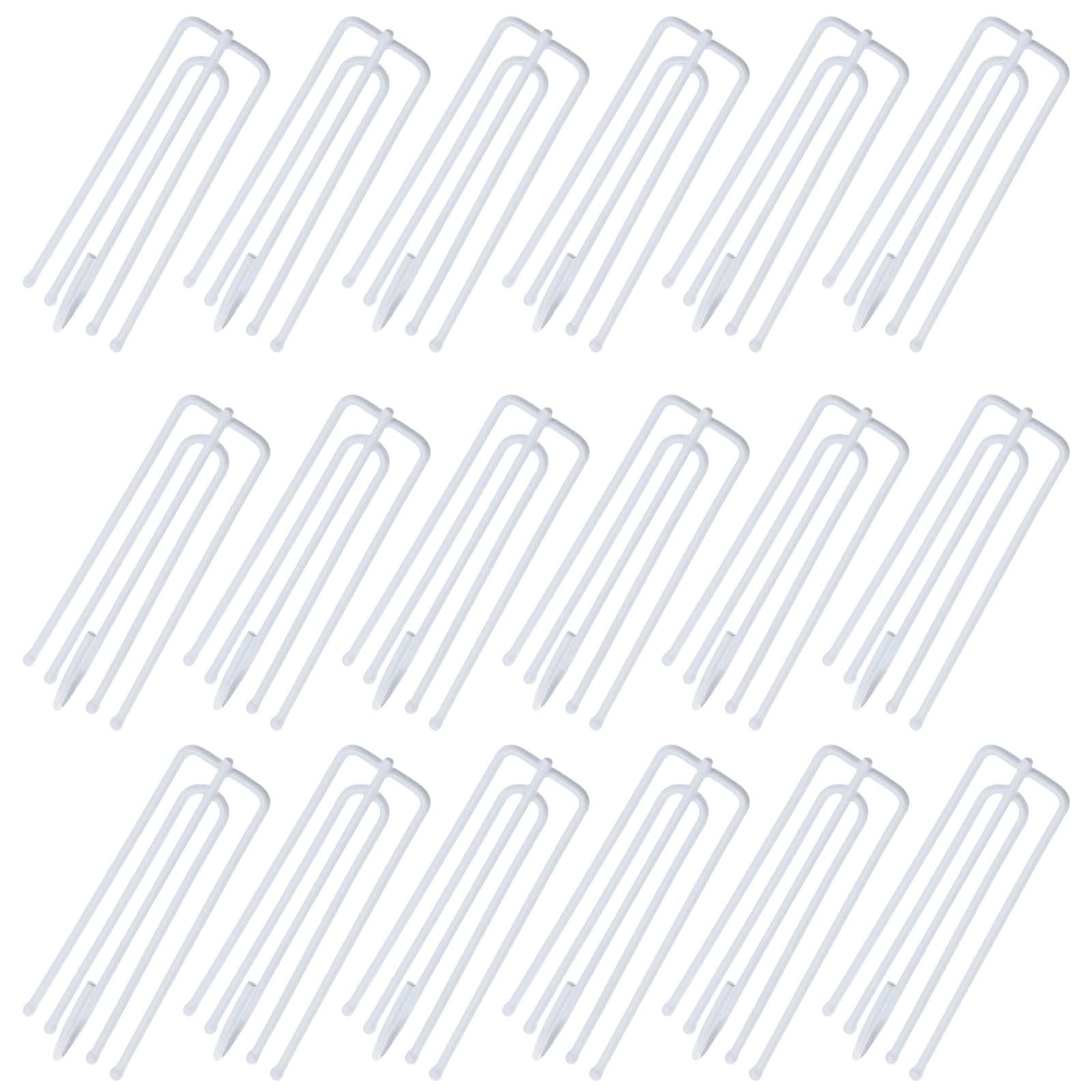 Create idea 60PCS Curtain Hooks Metal Pinch Pleat Header Tape Pins Heavy Duty Curtain Deep Prong Hooks for Window Door Bathroom Curtain White 69.5x23.5 mm