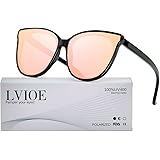 LVIOE Cat Eyes Sunglasses for Women, Polarized Oversized Fashion Vintage Eyewear for Driving Fishing - 100% UV Protection
