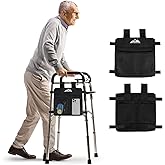 supregear Walker Side Bag, Multi Pocket Storage Pouch for Folding Walker, Water Resistant Lightweight Hand Free Carrier Tote, Universal Size Seniors Caddy Attachment