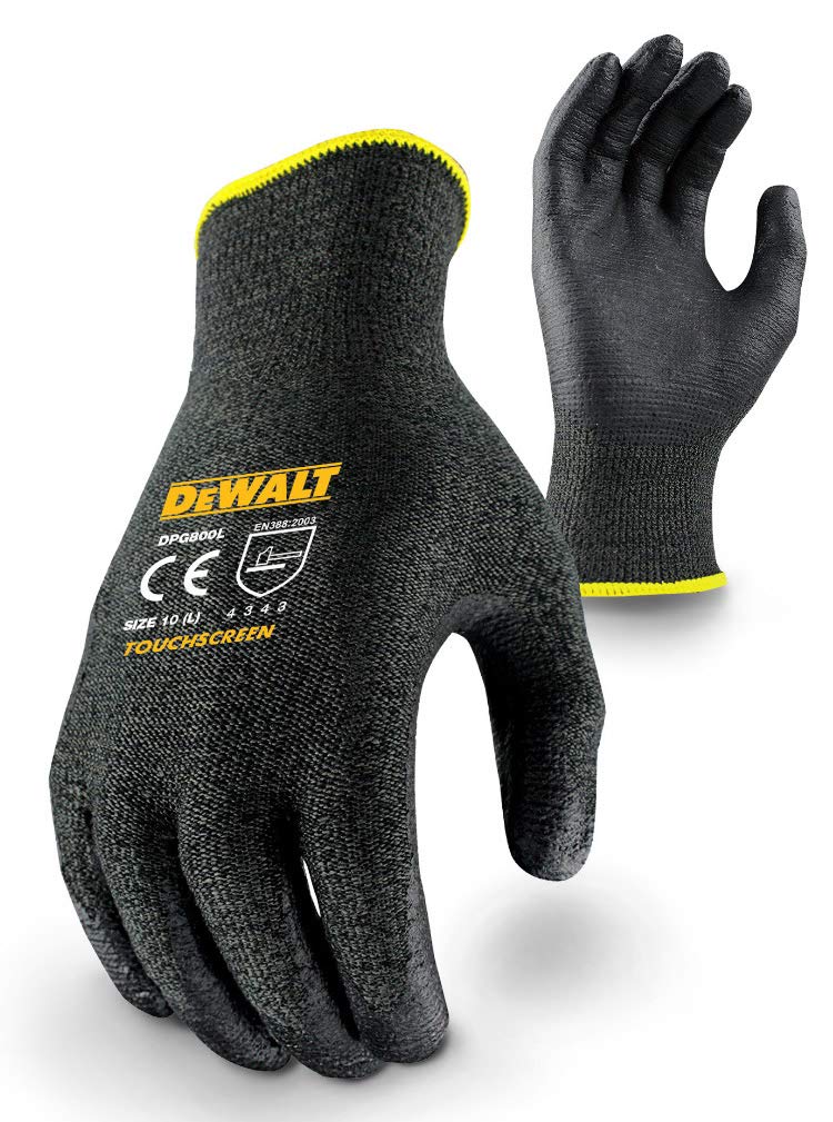 DeWalt Unisex DPG800L Work Gloves, Black, Size 10 (Pack of 2) EU
