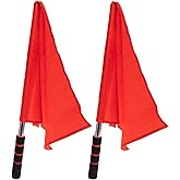 2PCS Referee Flags Volleyball Flags Line Judge, Stainless Steel Hand Flag Red Signal Flag Sponge Handle Soccer Referee Volleyball Lightweight Equipment for, Track and Field