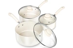 MICHELANGELO Sauce Pan Set with Lid, 1QT&2QT&3QT Ceramic Saucepans, Nonstick Saucepan Set, PFAS-Free Pot Set, Small Pots for 